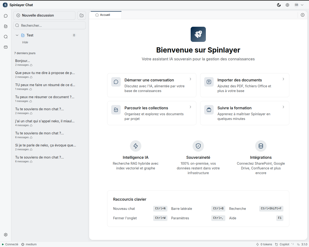 Interface de Spinlayer Chat