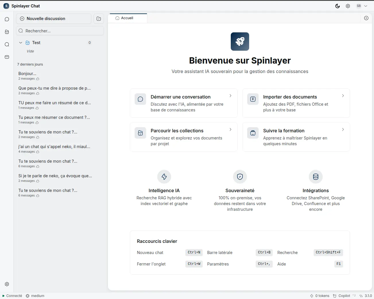Spinlayer Chat interface — conversation with source citations